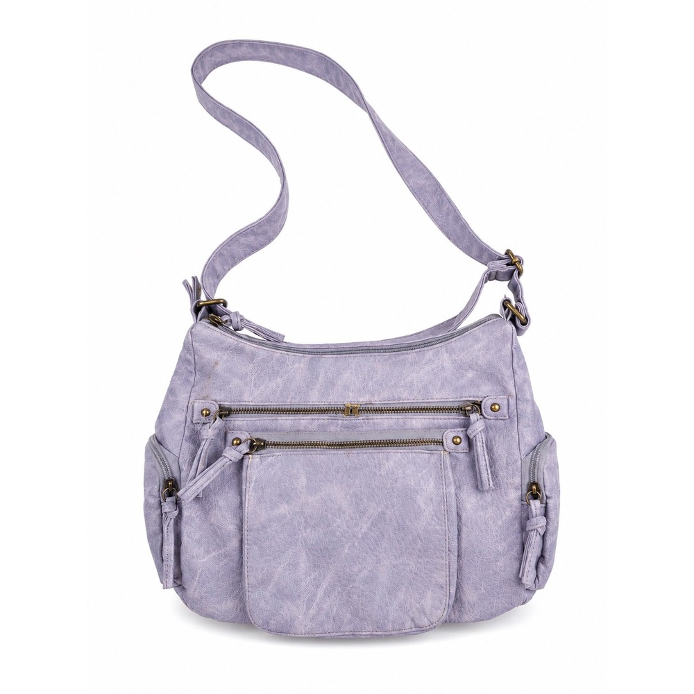 Bueno Vintage Y2K Lavender Purple Faux Leather Multi Pocket Crossbody Bag Purse